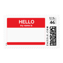Red - Hello, my name is (your text) Stamps