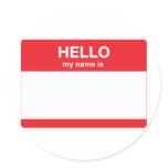 Red - Hello, my name is (your text) stickers