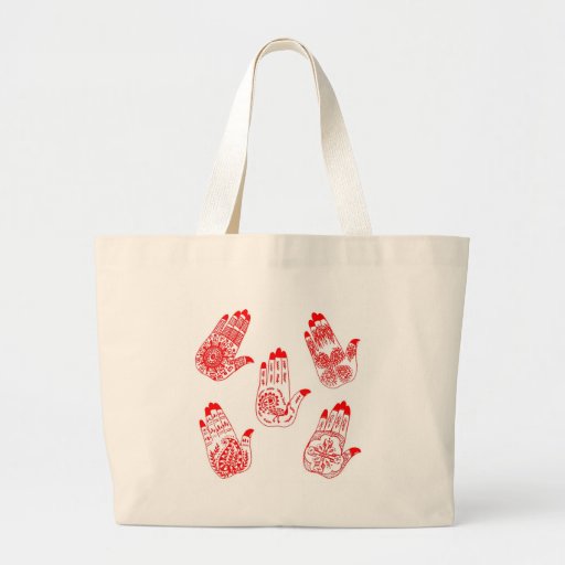 Red Henna Tattoo Hands Canvas Bag
