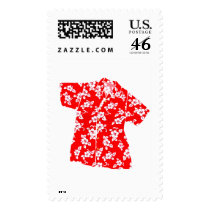 Red Hibiscus Aloha Shirt postage