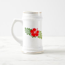 Red Hibiscus and Leaves Coffee Mugs