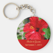 Red Hibiscus Bride & Groom Keychain