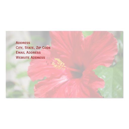 Red Hibiscus Business Cards (back side)