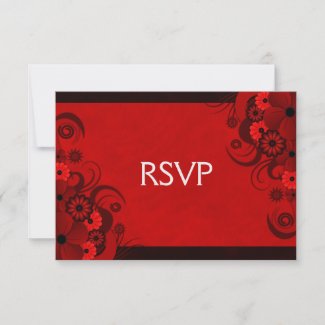 Red Hibiscus Elegant Custom RSVP Response Cards invitation