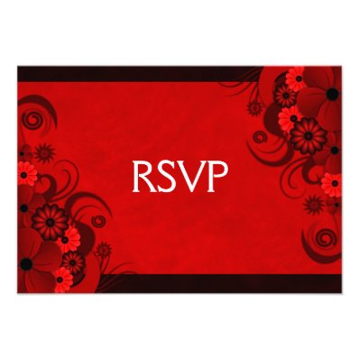 Red Hibiscus Elegant Custom RSVP Response Cards Invites