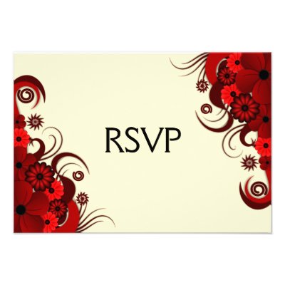 Red Hibiscus Elegant Custom RSVP Response Cards Announcements