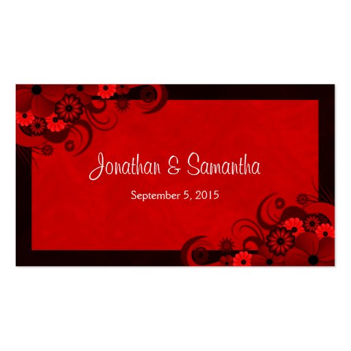 Red Hibiscus Floral Custom Wedding Favor Tags Business Cards (front side)