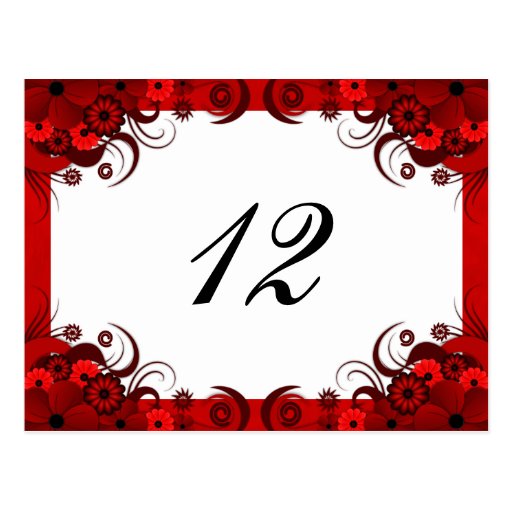 Red Hibiscus Floral Reception Table Number Cards Post Card