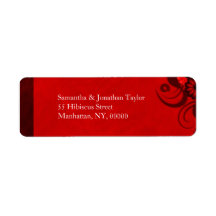 Red Hibiscus Floral Return Address Labels Favors