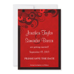 Red Hibiscus Floral Save The Date Announcement