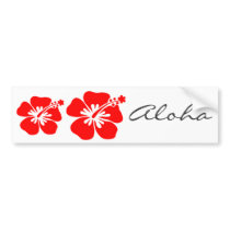 Red hibiscus flower bumper stickers