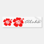 Red hibiscus flower bumper stickers