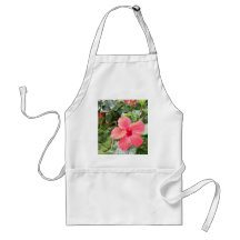 Red Hibiscus Flower in Tropical Honolulu, Hawaii Aprons
