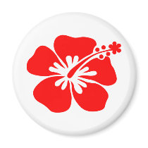 Red hibiscus flower fridge magnets