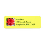 Red Hibiscus Flower Return Address Label