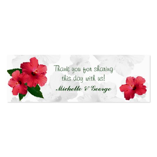 Red Hibiscus Flower Skinny Favor Tags Business Card