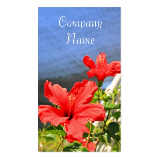 Red Hibiscus Flowers Business Cards (front side)