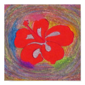Red Hibiscus print