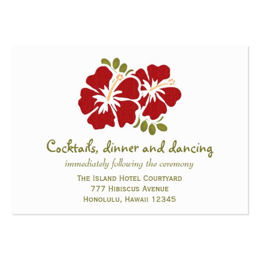 Red Hibiscus Reception Enclosure Cards Business Card