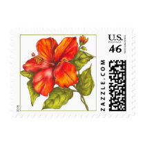 Red Hibiscus Stamp stamps