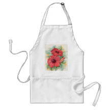Red Hibiscus Tropical Flower Painting - Multi Apron