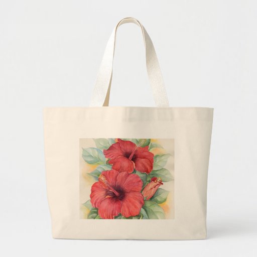 Red Hibiscus Tropical Flower Painting - Multi Bag