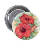 Red Hibiscus Tropical Flower Painting - Multi Button