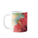 Red Hibiscus Tropical Flower Painting - Multi mugs