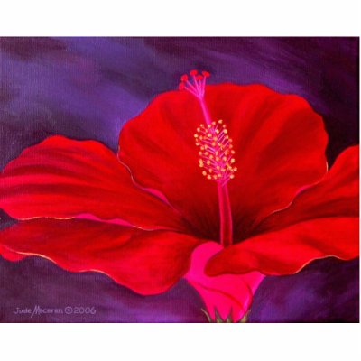 Red Hibiscus Tropical Flower Painting - Multi Acrylic Cut Out by JUDERM