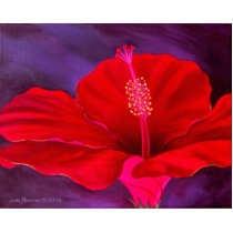 Red Hibiscus Tropical Flower Painting - Multi photo sculptures
