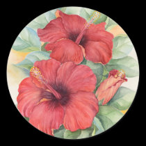 Red Hibiscus Tropical Flower Painting - Multi stickers