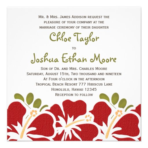 Red Hibiscus Wedding Invitations