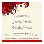 Red Hibiscus Wedding Rehearsal Dinner Invitations