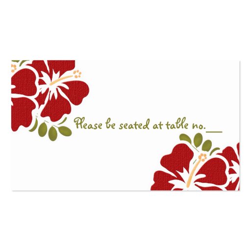 Red Hibiscus Wedding Table Place Cards Business Card Templates (front side)