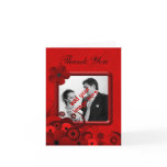 Red Hibiscus Wedding Thank You Photo Note Cards