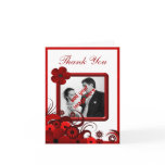 Red Hibiscus Wedding Thank You Photo Note Cards