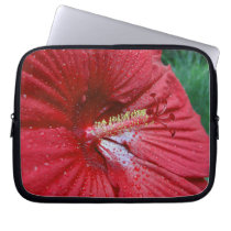 Red Hibiscus With Raindrops laptop sleeves