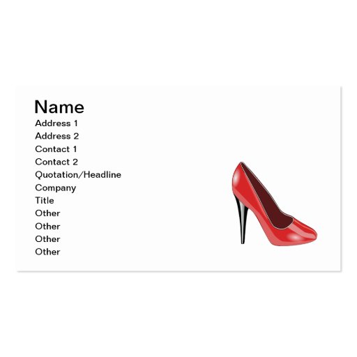 Red High Heel Business Card Template (front side)