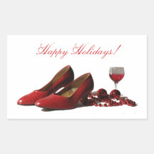 Red High Heel Shoes and Red Wine Rectangle Stickers