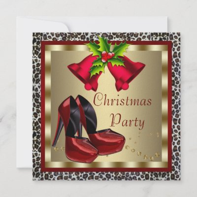  High Heel Shoes on Red High Heel Shoes Leopard Christmas Party Personalized Announcements