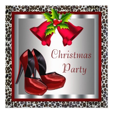 Red High Heel Shoes Leopard Christmas Party Personalized Announcements