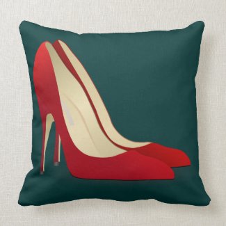 red high heel shoes pillow