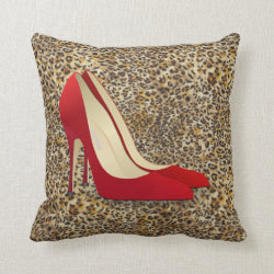 red high heel shoes pillow