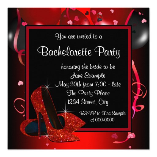 Red High Heel Shoes Red Bachelorette Party Custom Announcements
