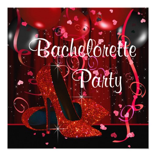 Red High Heel Shoes Red Bachelorette Party Invites