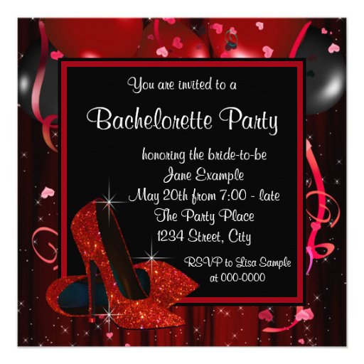 Red High Heel Shoes Red Bachelorette Party Invites