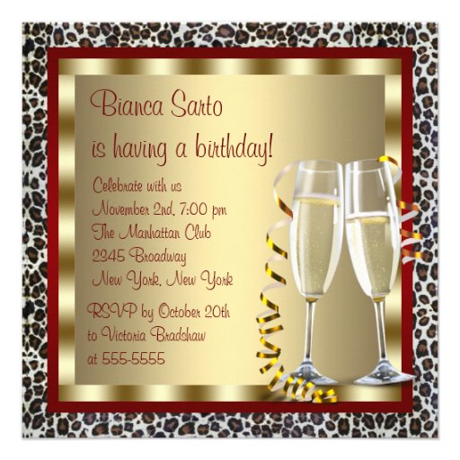 Red High Heel Shoes Red Leopard Birthday Custom Invitations