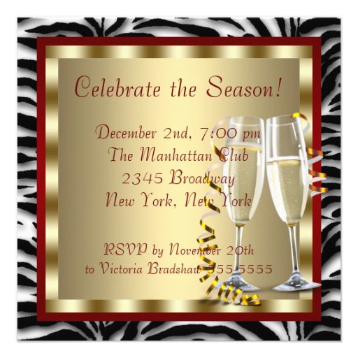 Red High Heel Shoes Red Zebra Christmas Party Invitations