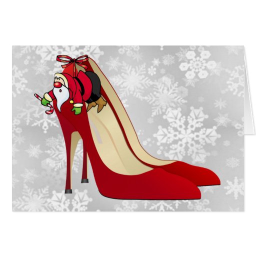Red High Heel Shoes / Santa Elf Card Zazzle
