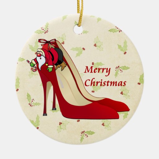 Red High Heel Shoes  Santa Elf Christmas Tree Ornaments | Zazzle